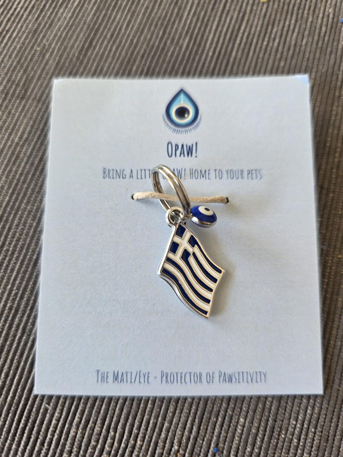 Greek Flag and Eye Charm