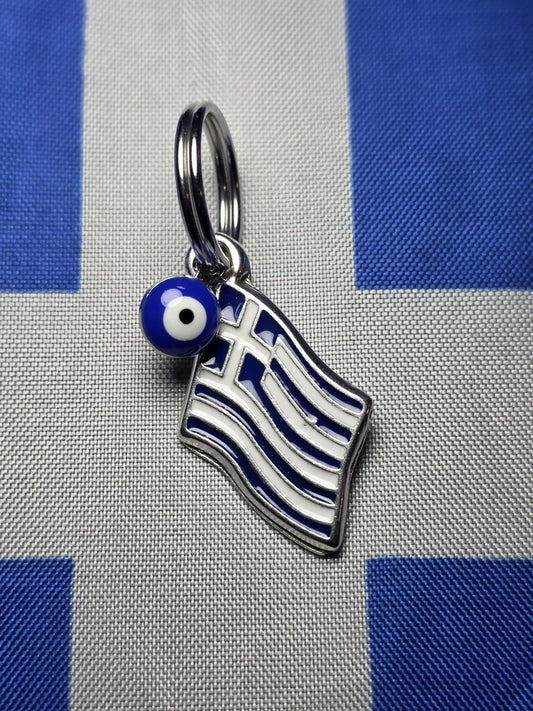 Greek Flag and Eye Charm